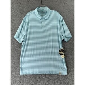 Rorie Whelan Golf Polo Shirt Mens XL Blue White Striped Short Sleeve UPF 50 NEW